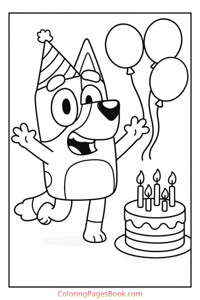 Bluey Birthday Coloring Pages Free Party Printables Bluey Birthday Coloring Pages Free Party Printables