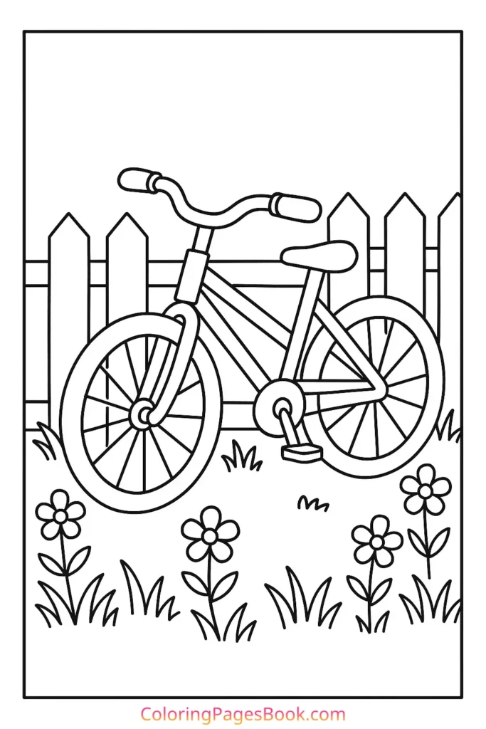 Bicycle Leaning Against a Fence