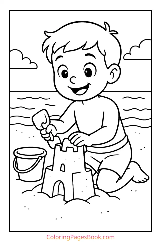 Boy Building a Sandcastle
