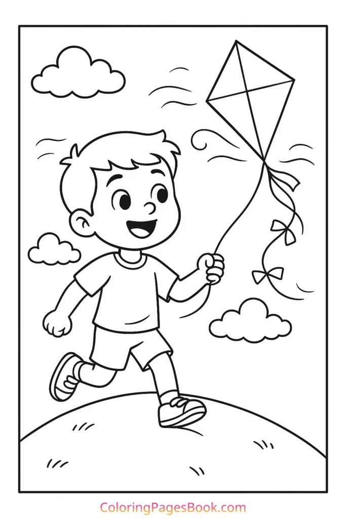 Boy Flying a Kite
