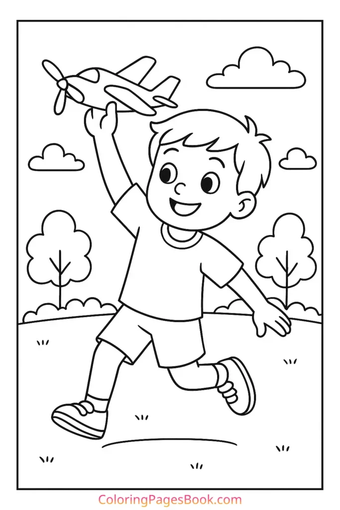 Boy Flying a Toy Airplane