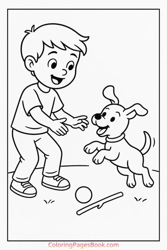 Boy Playing with a Puppy