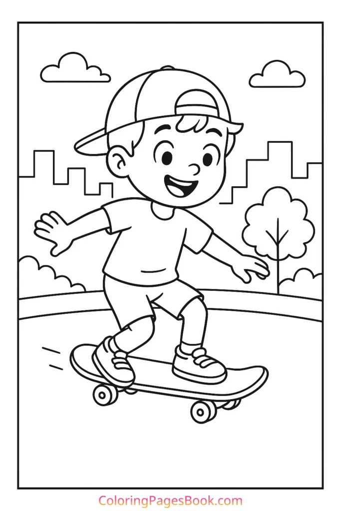 Boy Riding a Skateboard