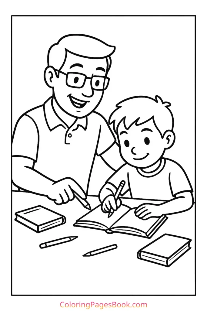 Dad Helping with Homework