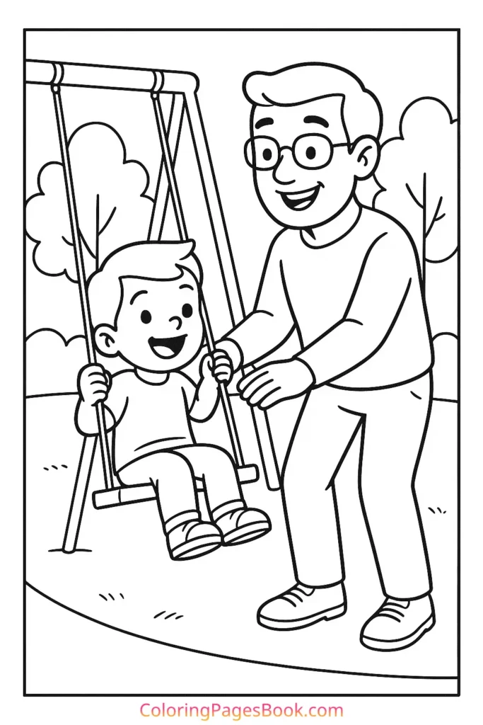Dad Pushing Child on a Swing