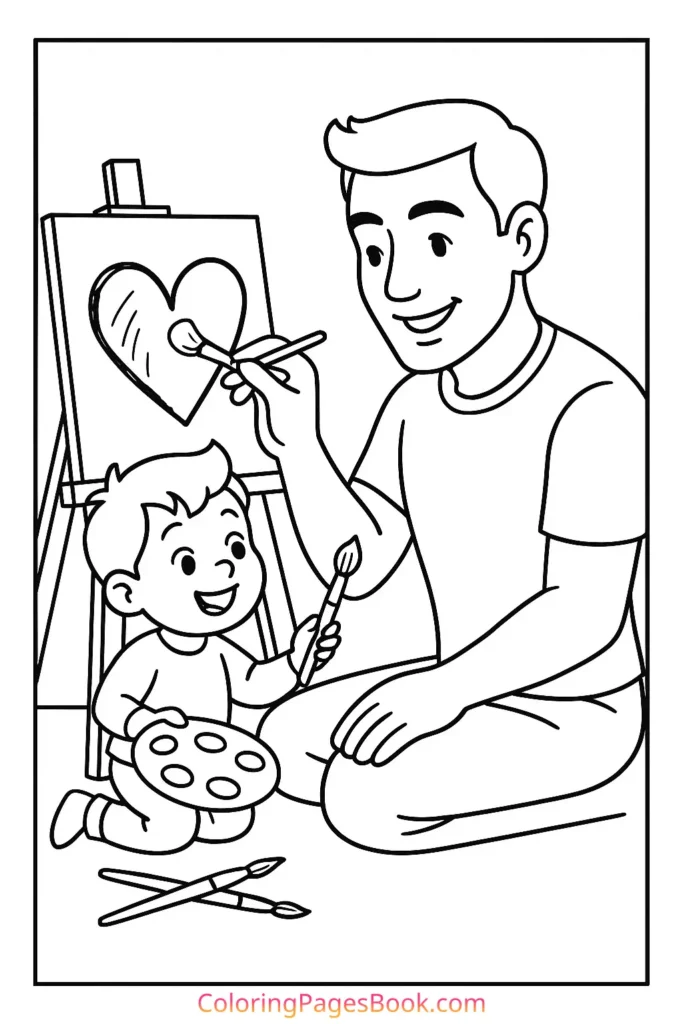 Dad and Child Painting Together