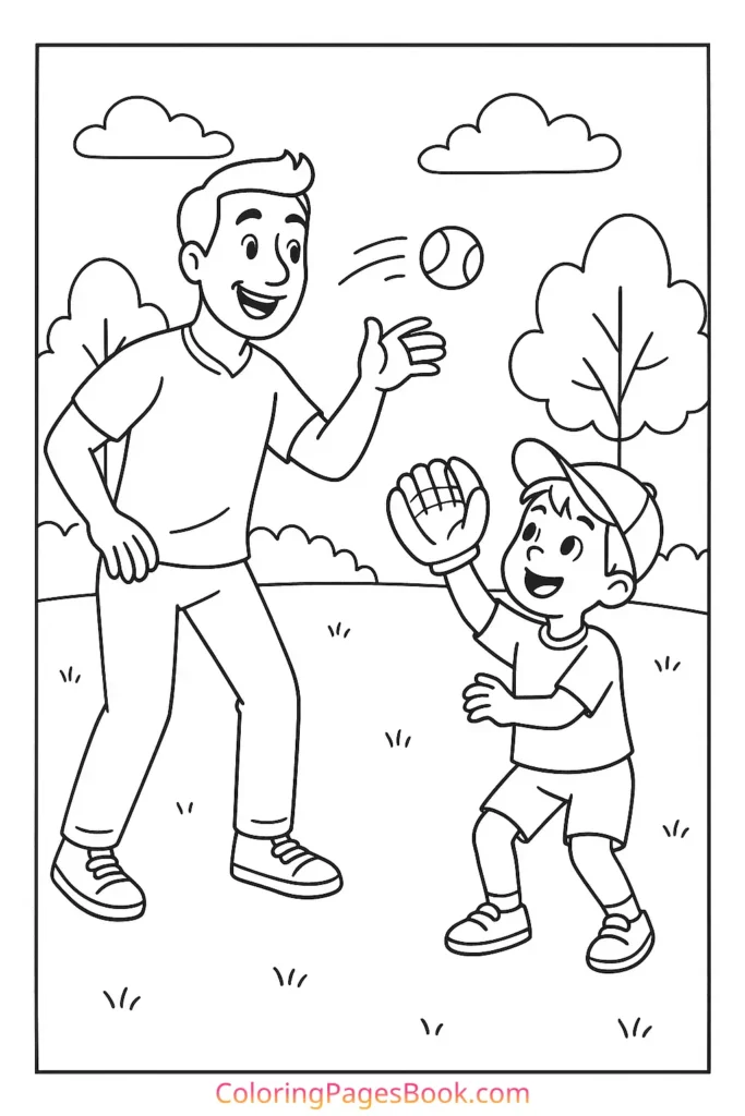 Dad and Child Playing Catch