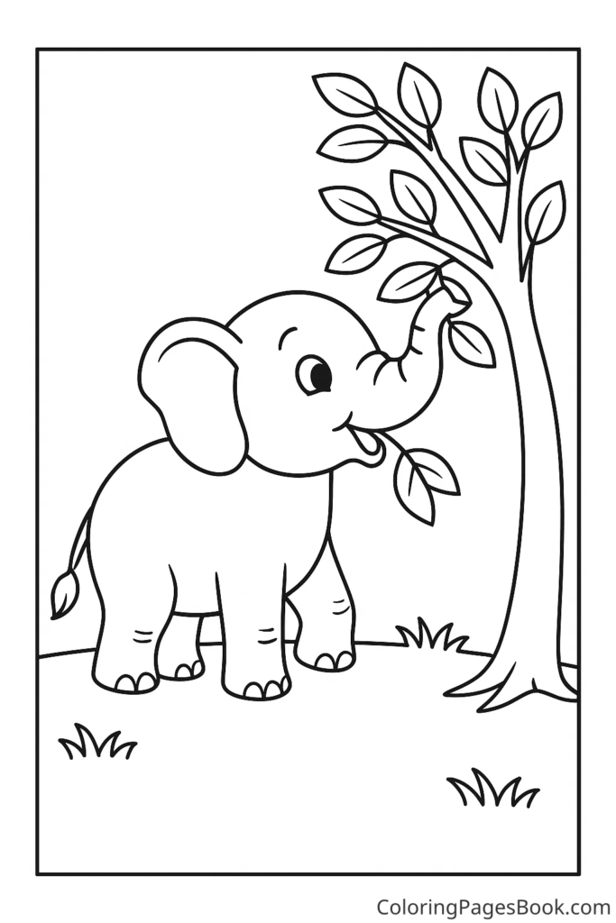 Elephant Eating Leaves
