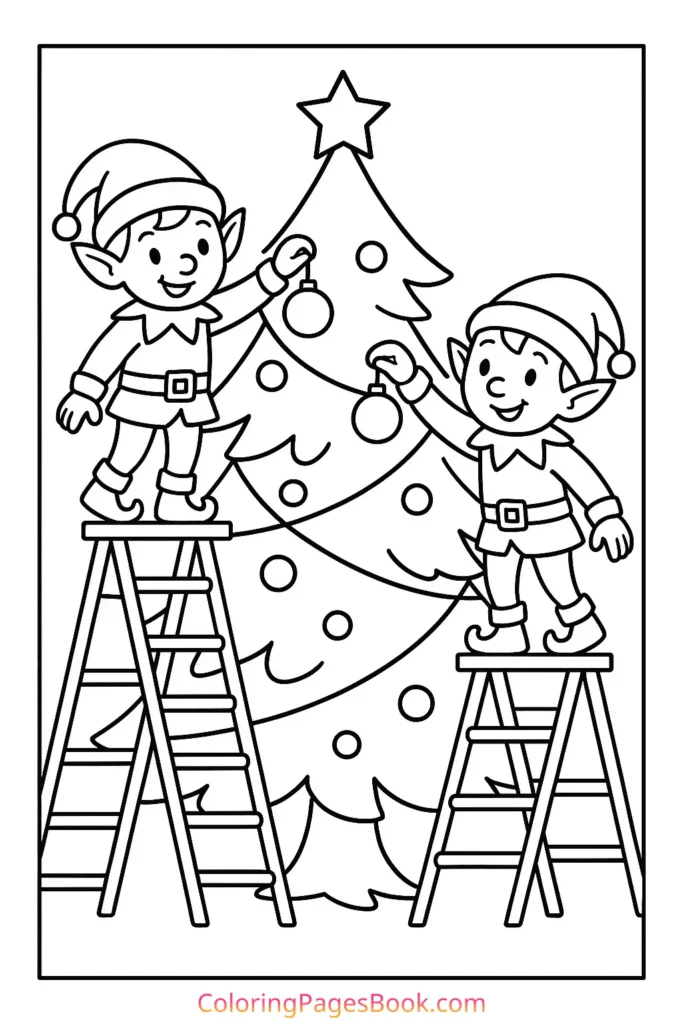 Elves Decorating the Tree