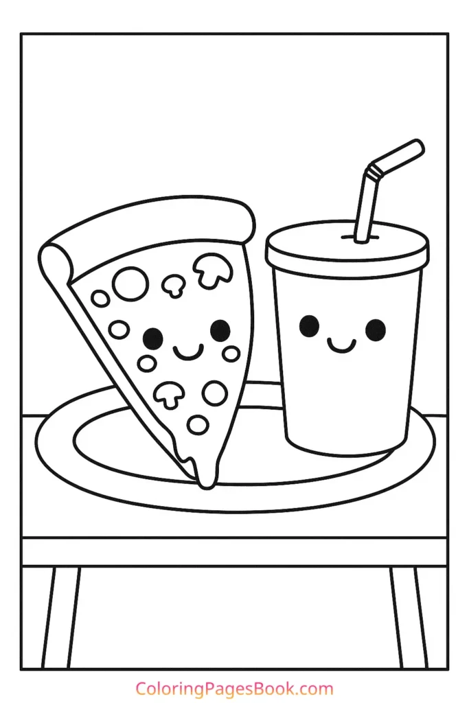 Kawaii Pizza Slice Sharing Lunch