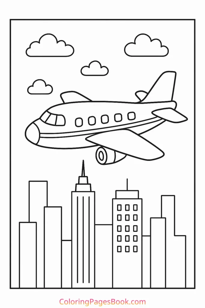 Plane Over a City Skyline