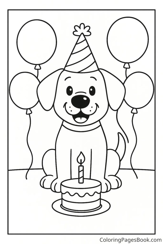 Dog Wearing a Birthday Hat