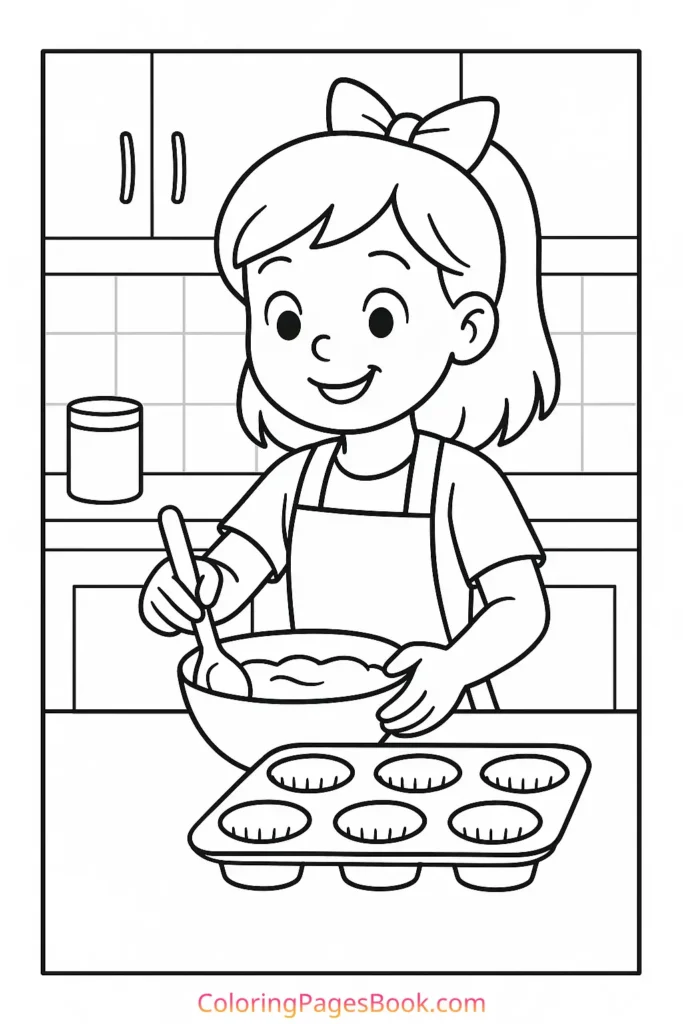 girl baking cupcakes