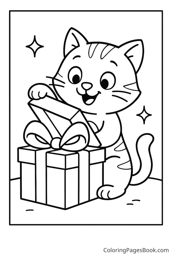 Cat Opening a Gift Box
