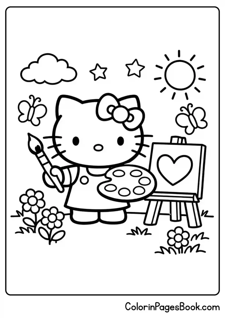 Hello Kitty Painting a Picture