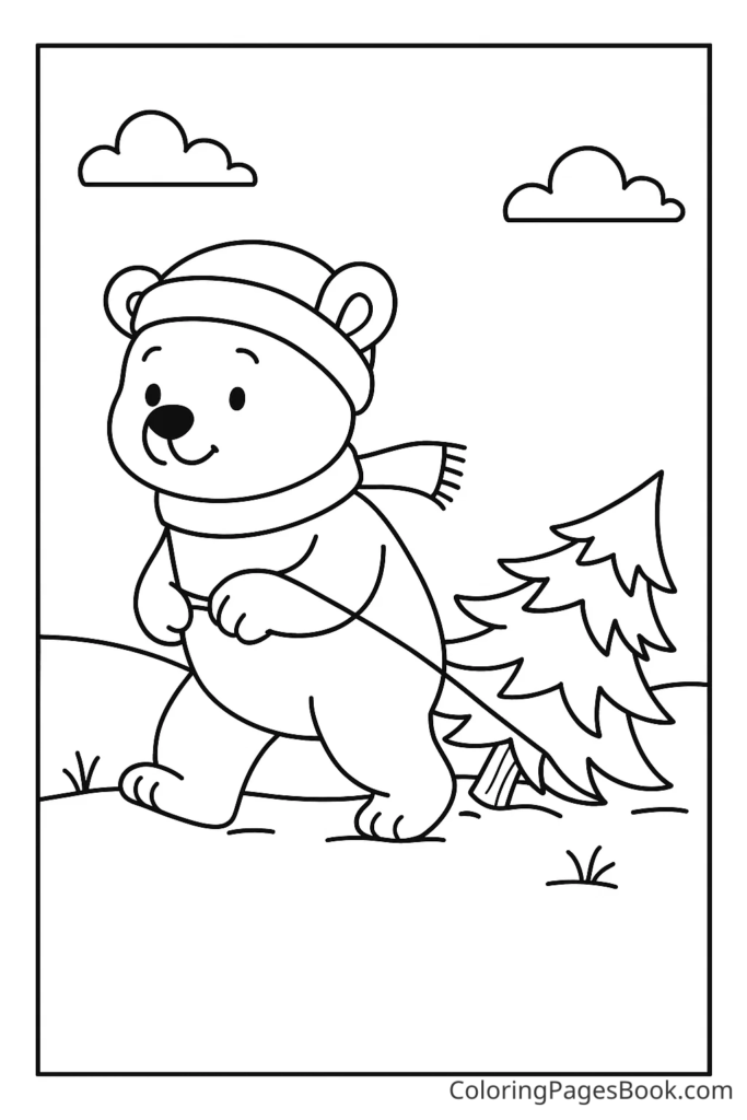 Polar Bear Pulling a Christmas Tree