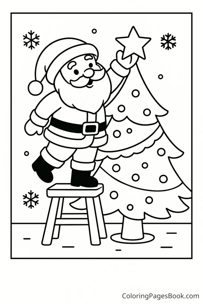 Santa Claus Decorating the Tree