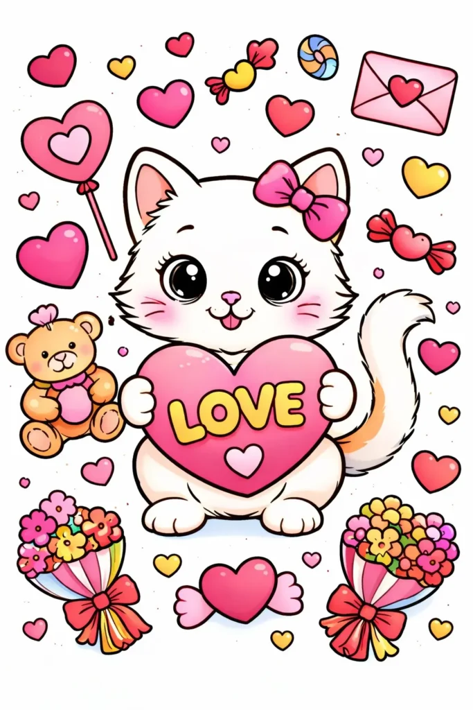 Colored Valentines Day Coloring Pages