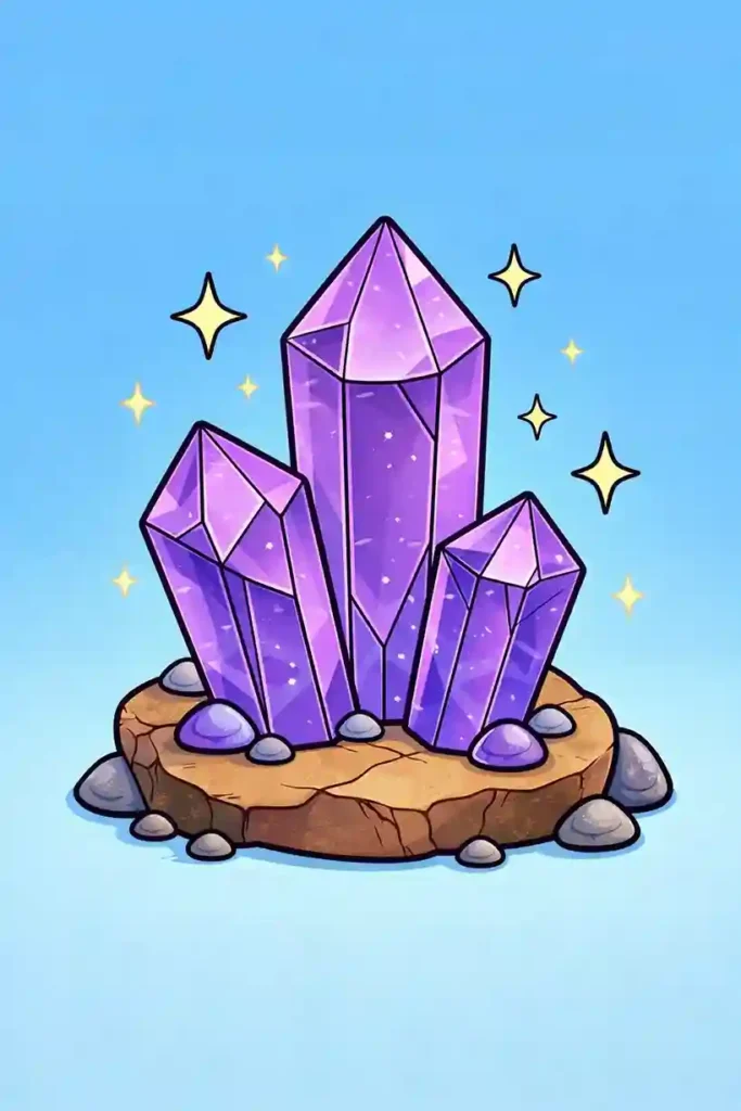 Multiple crystal gemstones simple coloring page