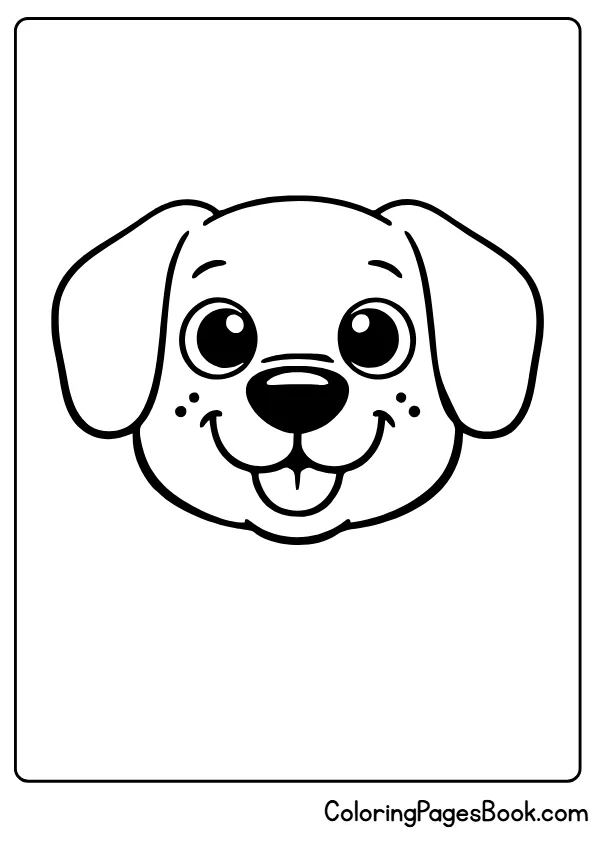 Close-up of smiling puppy face coloring page