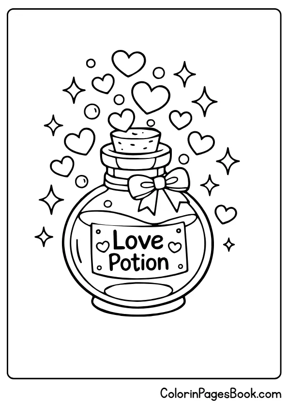 love potion Valentine coloring page
