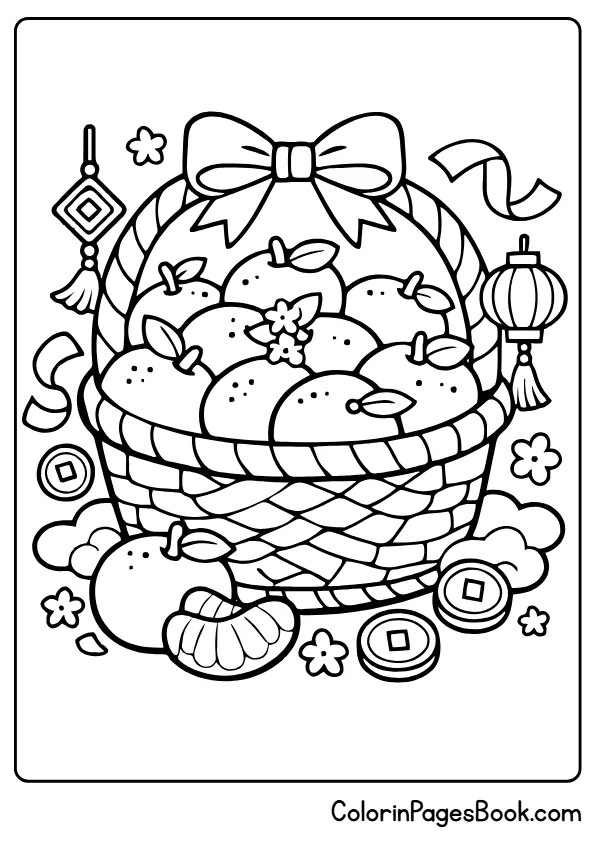 Chinese New Year lucky fruit coloring page