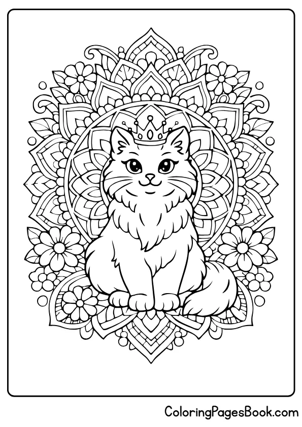 mandala cat coloring page
