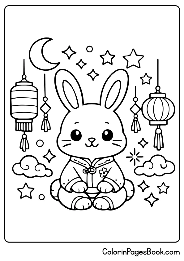 Rabbit zodiac Chinese New Year coloring page