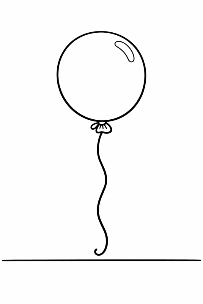 Simple single balloon easy party coloring page