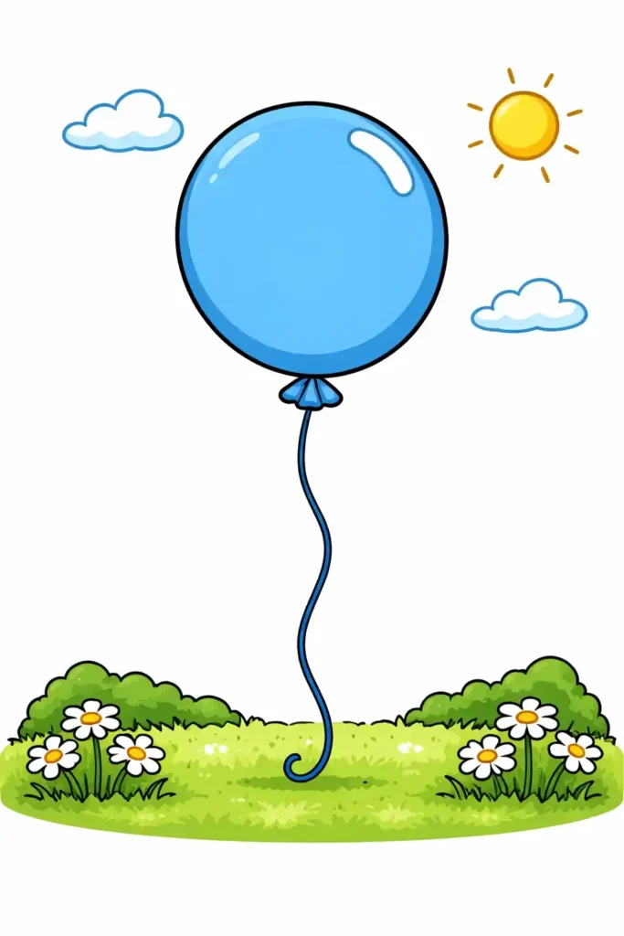 Simple single colored balloon easy party coloring page