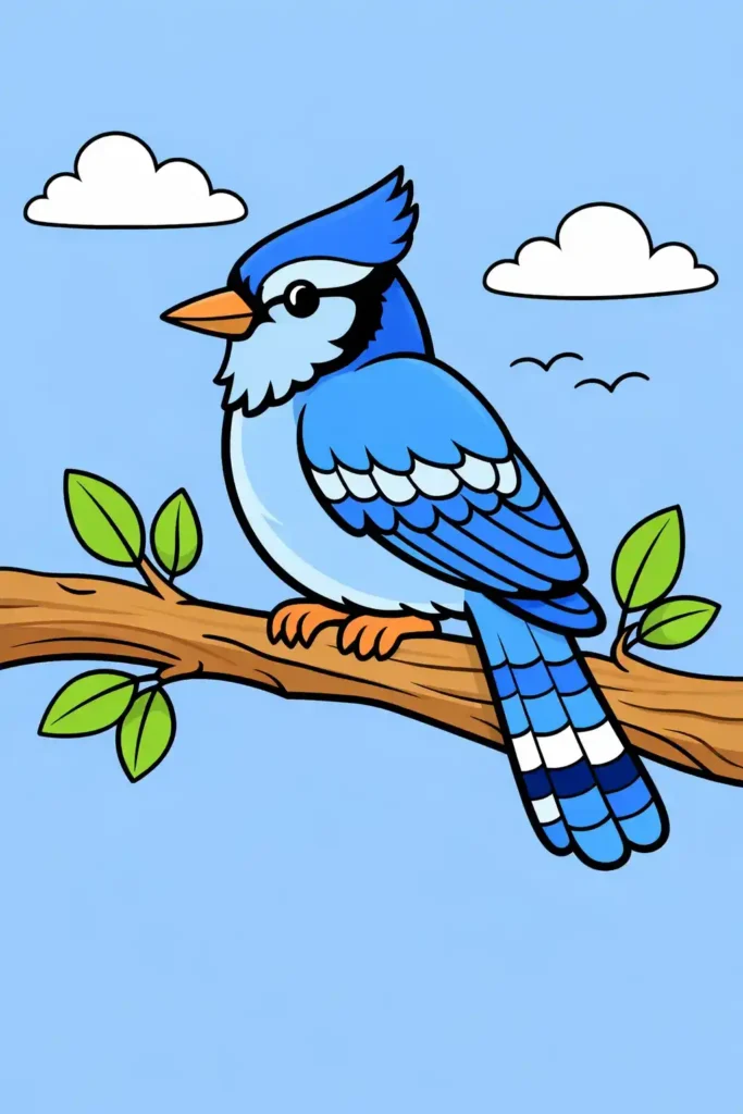 Simple single Colored bird easy nature coloring page