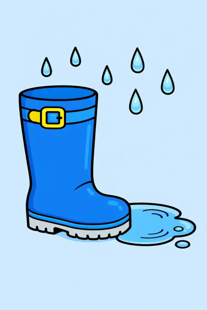 Simple single colored rain boot easy clothing coloring page