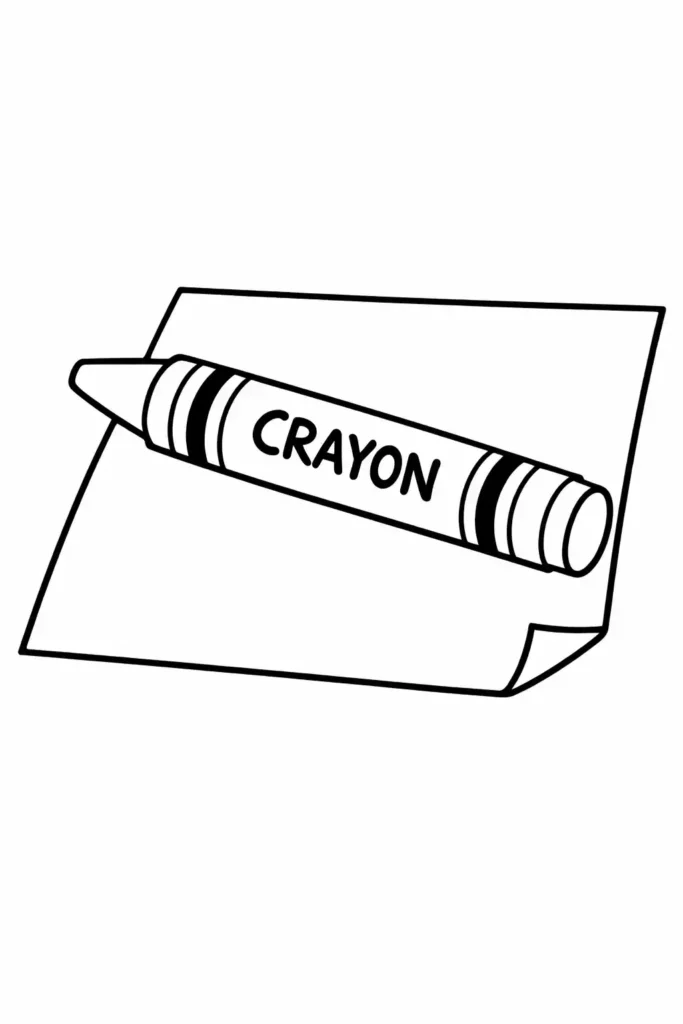 Simple single crayon easy school coloring page