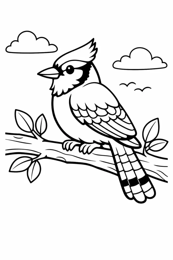 Simple single bird easy nature coloring page