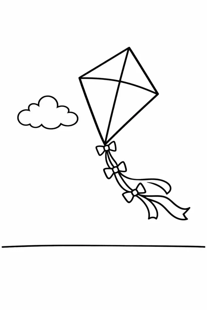 Simple single kite easy outdoor coloring page