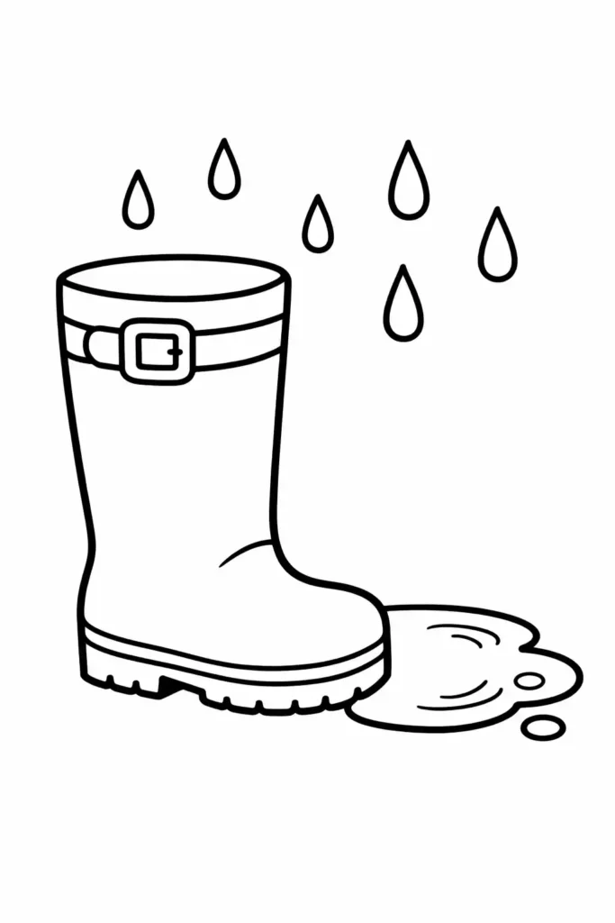 Simple single rain boot easy clothing coloring page