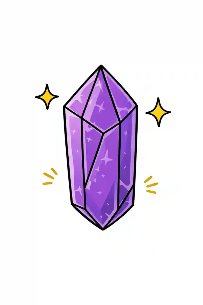 Single crystal gemstone simple easy coloring page