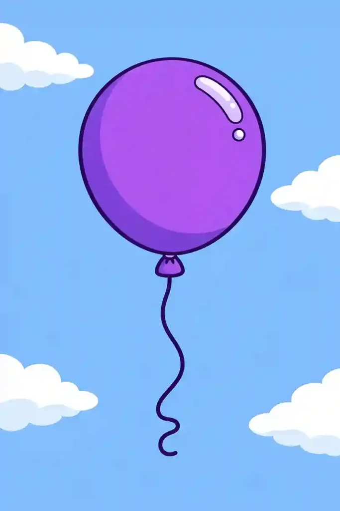 Single round Colored balloon simple easy coloring page