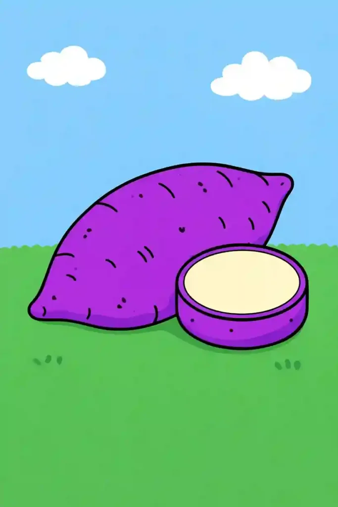 Single sweet potato with slice simple vegetable coloring page