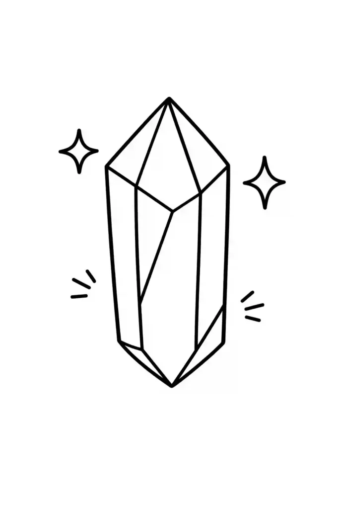 Single crystal gemstone simple easy coloring page