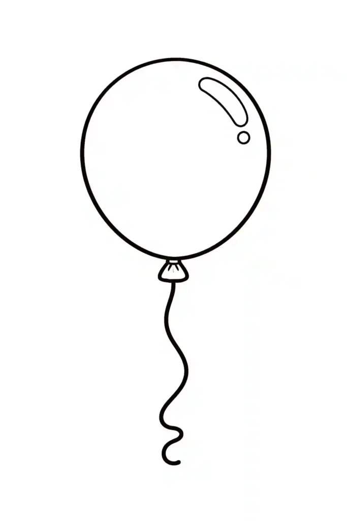 Single round balloon simple easy coloring page