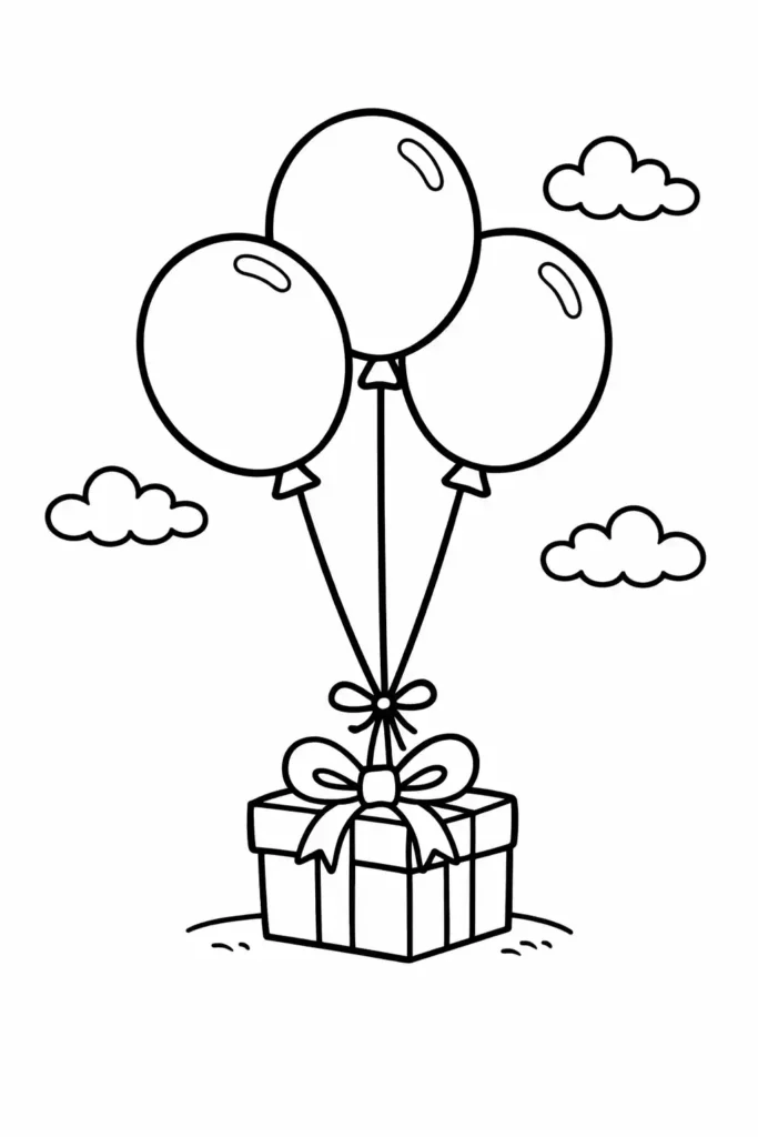 Multiple balloons simple easy coloring page