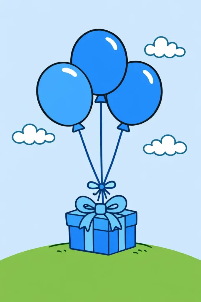 Multiple Colored balloons simple easy coloring page