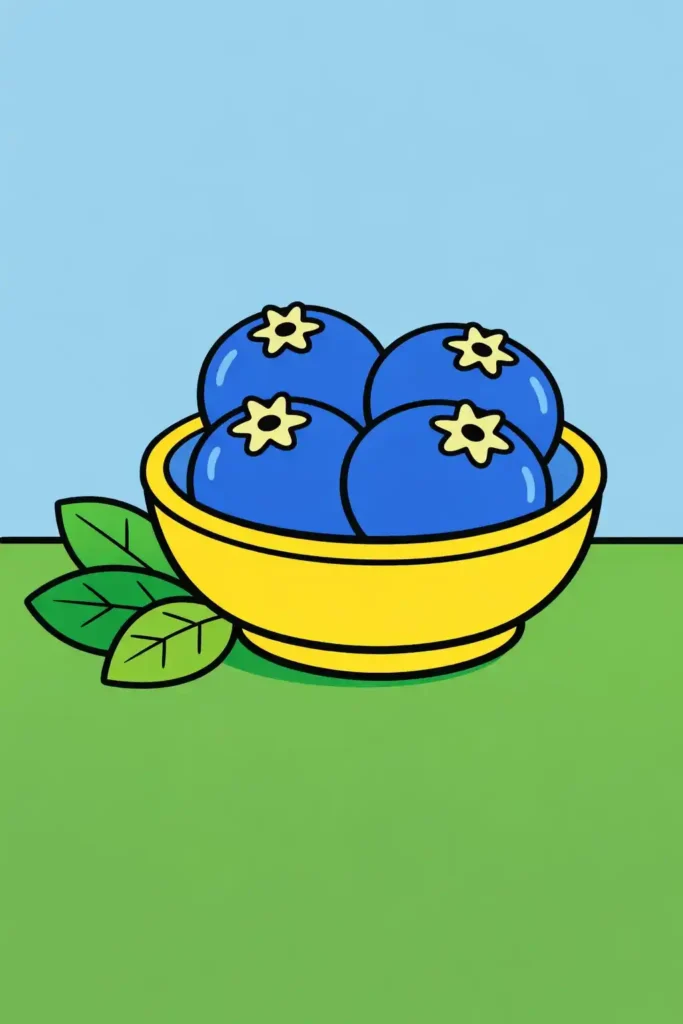Multiple colored blueberries simple easy coloring page