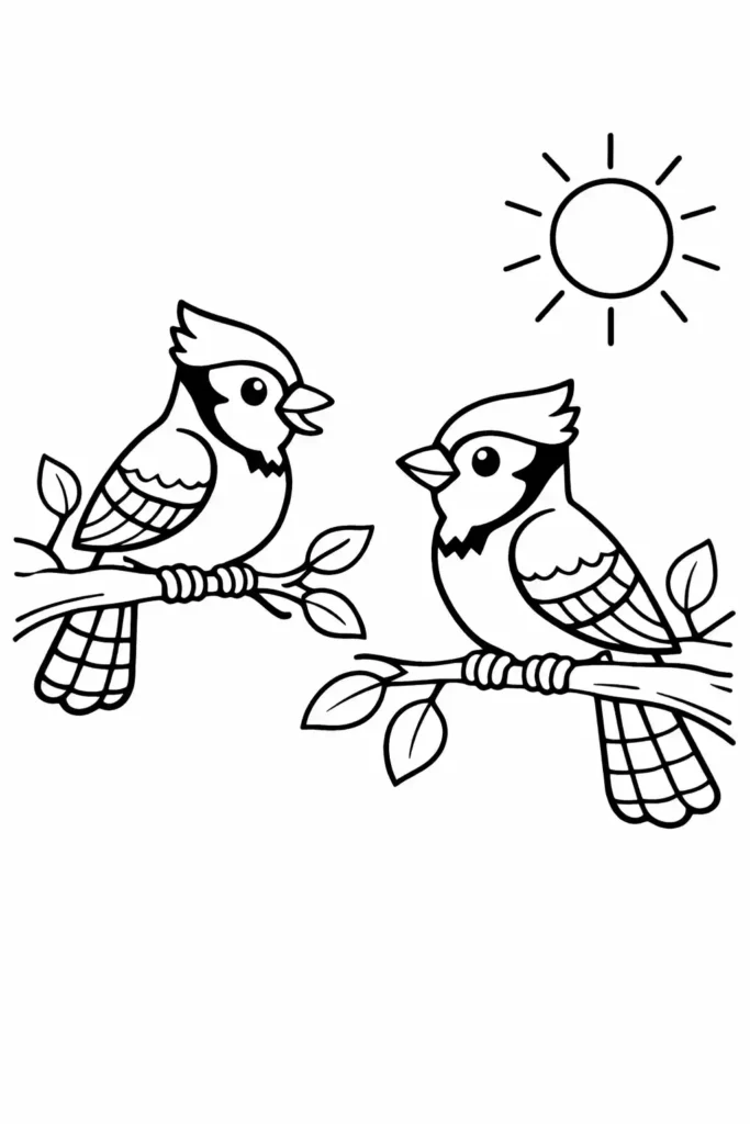 Multiple birds simple easy coloring page