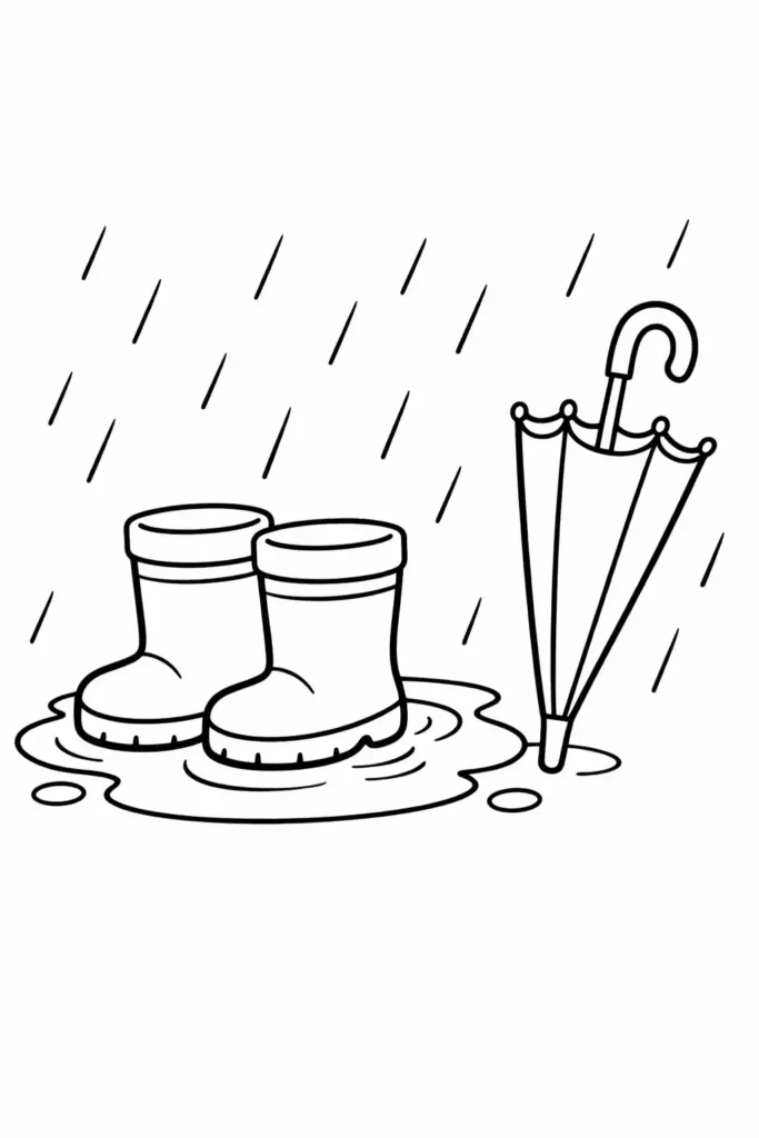 Multiple rain boots simple easy coloring page