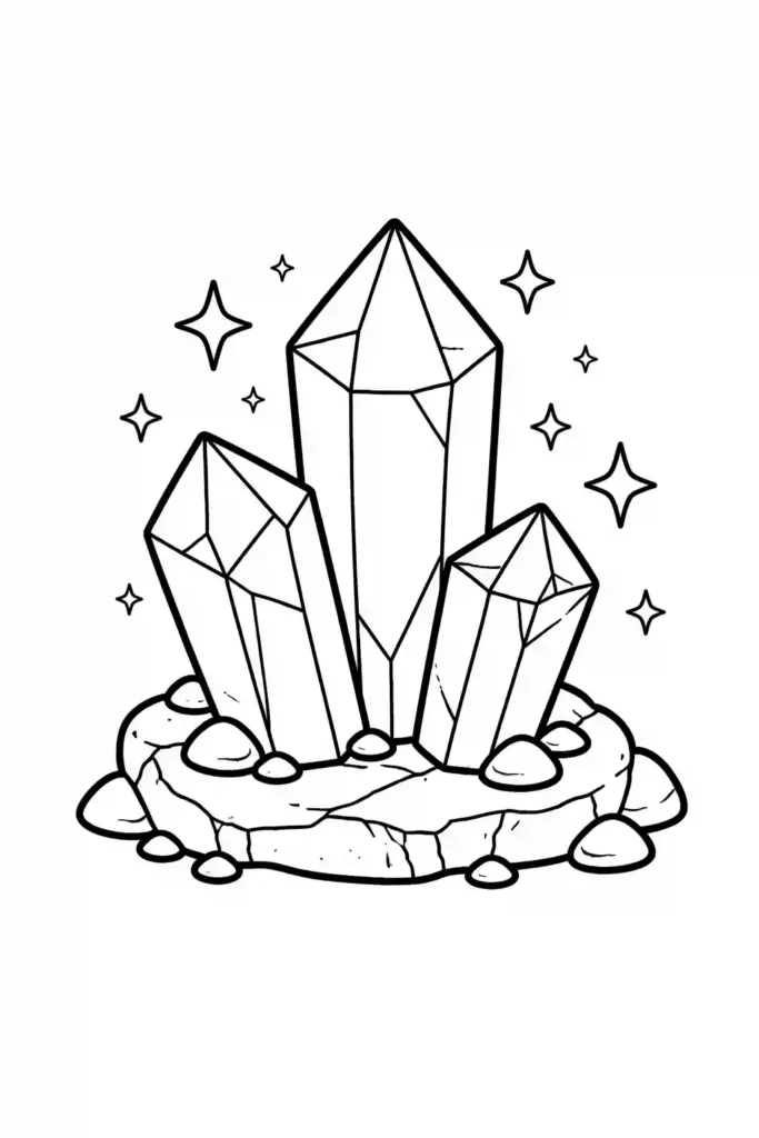 Multiple crystal gemstones simple coloring page