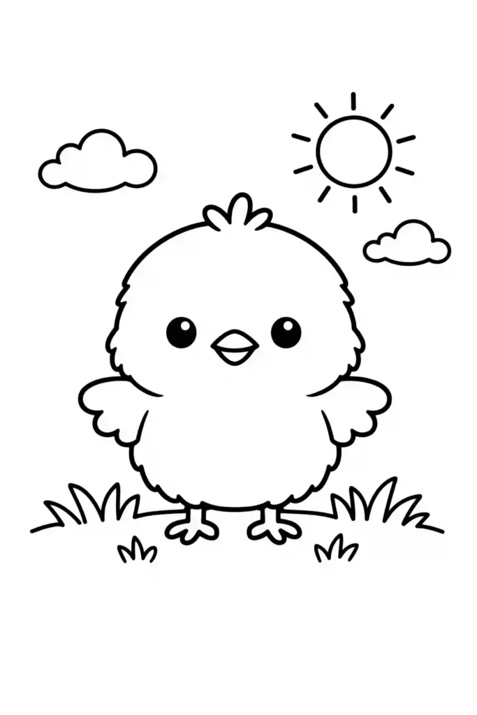 Simple single chick easy coloring page