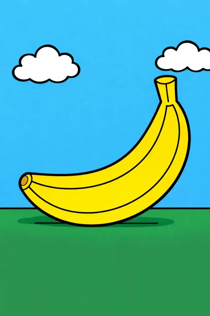 Simple Yellow Colored single banana easy coloring page