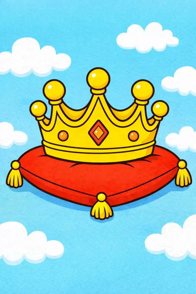 Yellow Colored Simple single crown easy coloring page